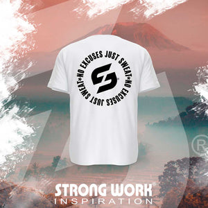 STRONG WORK SPORTSWEAR - Strong Work Inspiration No excuses just Sweat organic cotton short sleeve T-shirt for women - BACK VIEW