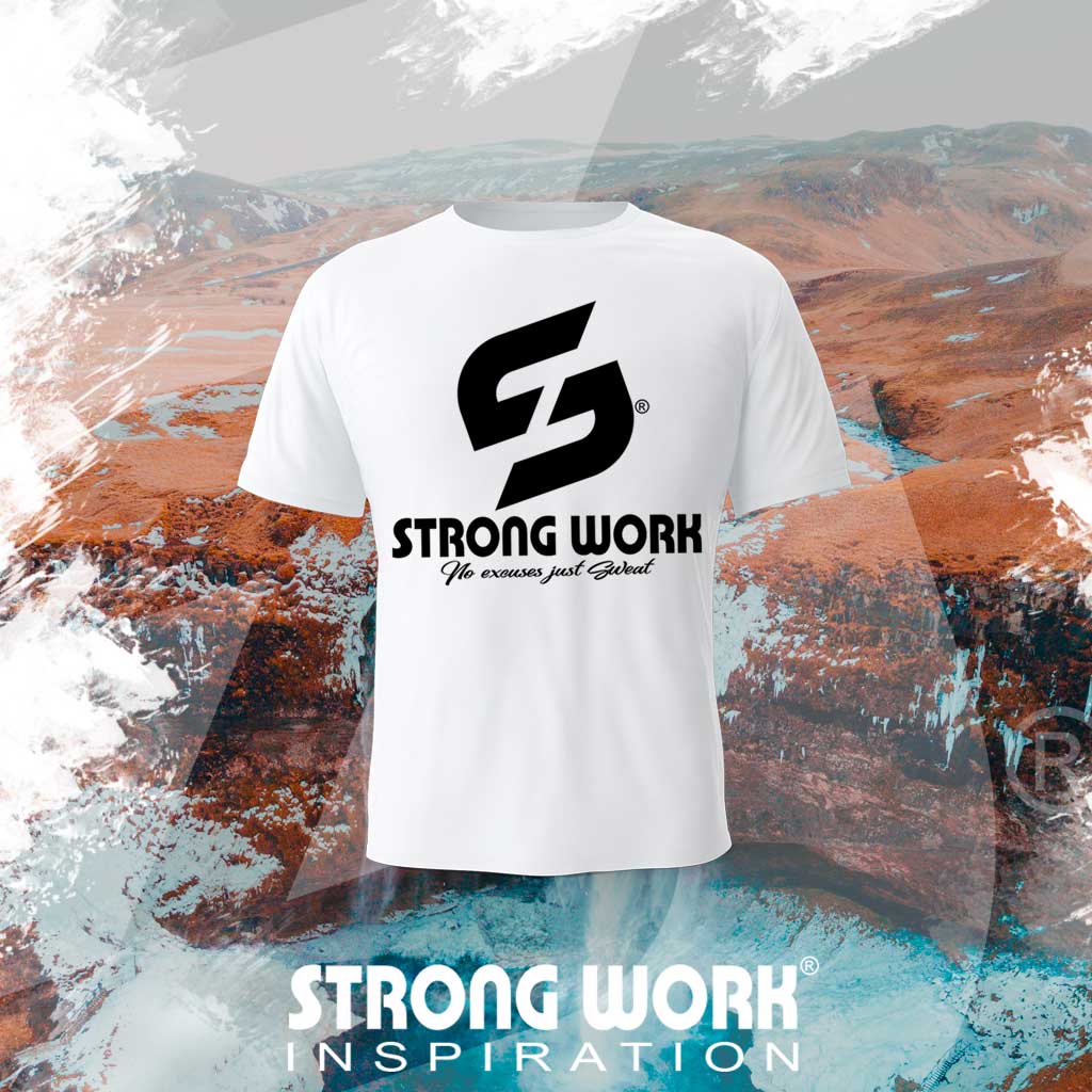 STRONG WORK SPORTSWEAR - STRONG WORK SHORT SLEEVE T-SHIRT IN ORGANIC COTTON "GRUNGE/DON'T STOP RUNNING" FOR WOMEN