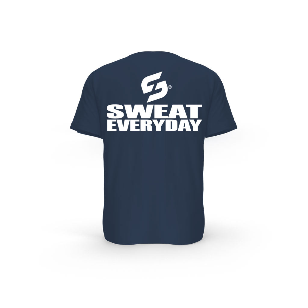 STRONG WORK SHORT SLEEVE T-SHIRT IN ORGANIC COTTON "SWEAT EVERYDAY" FOR MEN - FRENCH NAVY BACK VIEW