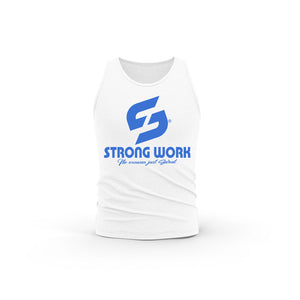 STRONG WORK ORIGINALS BLUE EDITION ORGANIC COTTON TANK TOP FOR MEN - WHITE - STRONG WORK SPORTSWEAR