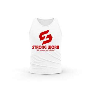 STRONG WORK ORIGINALS RED EDITION ORGANIC COTTON TANK TOP FOR MEN - WHITE