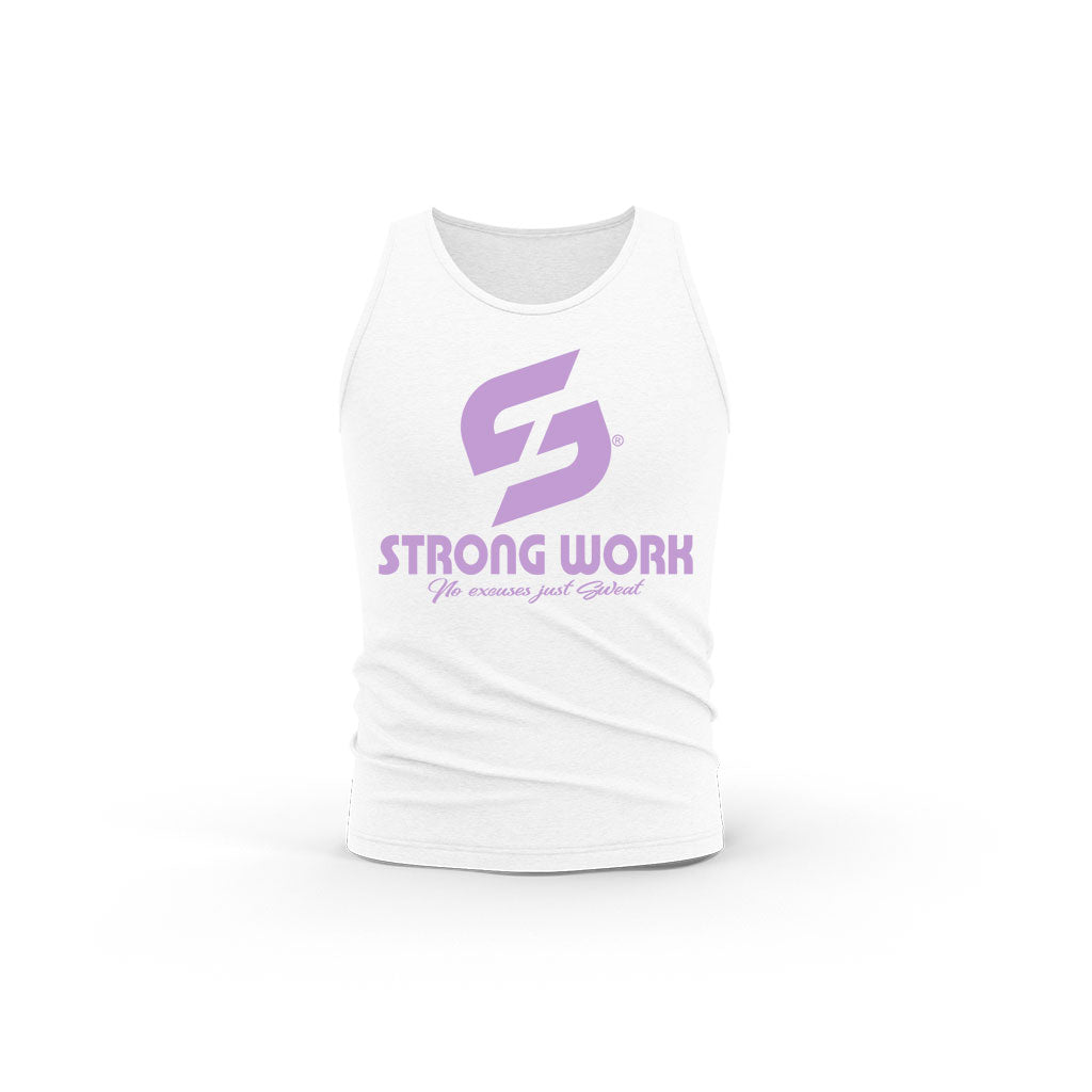 STRONG WORK ORIGINALS LAVENDER EDITION ORGANIC COTTON TANK TOP FOR MEN - WHITE 