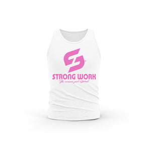 STRONG WORK ORIGINALS PINK EDITION ORGANIC COTTON TANK TOP FOR MEN - WHITE 
