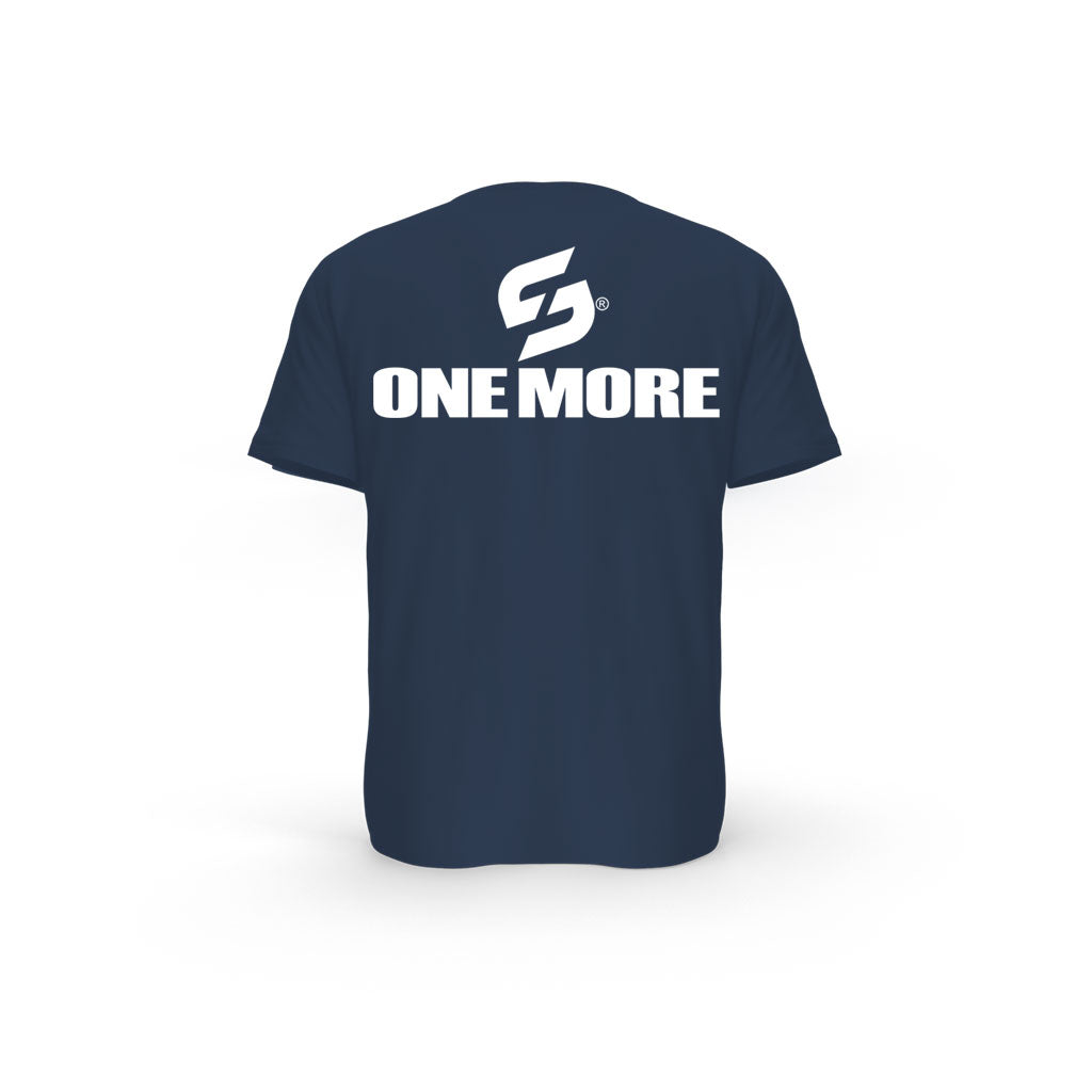 STRONG WORK SHORT SLEEVE T-SHIRT IN ORGANIC COTTON "ONE MORE" FOR WOMEN - FRENCH NAVY BACK VIEW