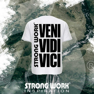 STRONG WORK SPORTSWEAR - STRONG WORK SHORT SLEEVE T-SHIRT IN ORGANIC COTTON "VENI VIDI VICI" FOR MEN - BACK VIEW