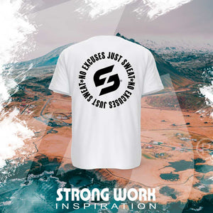 STRONG WORK SPORTSWEAR Strong Work Inspiration No excuses just Sweat organic cotton short sleeve T-shirt for men - BACK VIEW