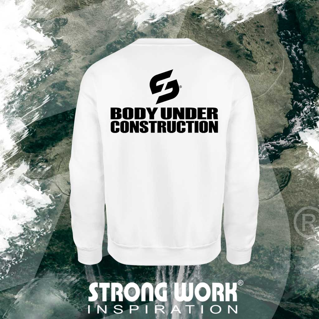 STRONG WORK SPORTSWEAR - STRONG WORK SWEATSHIRT IN ORGANIC COTTON "BODY UNDER CONSTRUCTION" FOR MEN - BACK VIEW