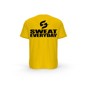 STRONG WORK SHORT SLEEVE T-SHIRT IN ORGANIC COTTON "SWEAT EVERYDAY" FOR MEN - SPECTRA YELLOW BACK VIEW