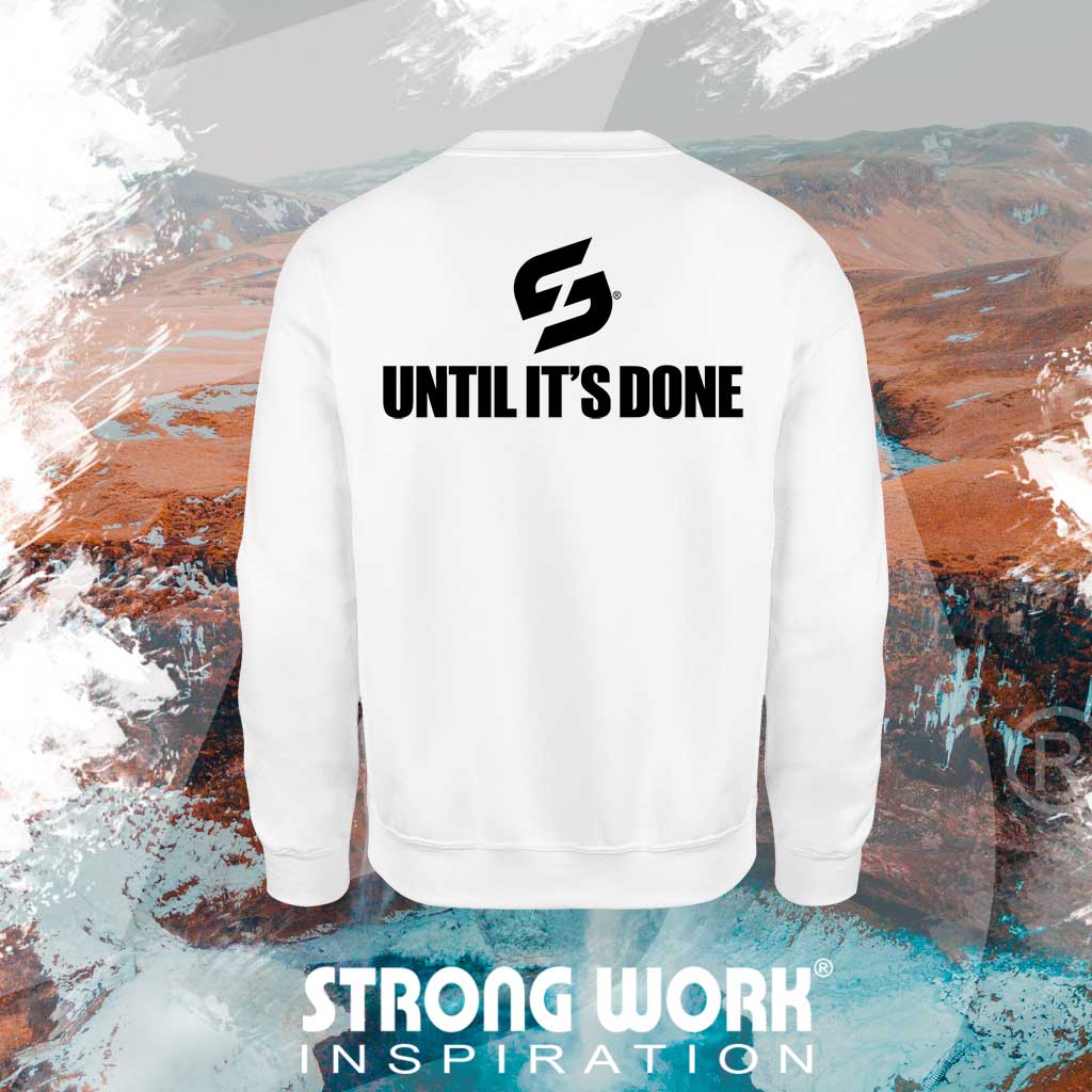 STRONG WORK SPORTSWEAR - STRONG WORK SWEATSHIRT IN ORGANIC COTTON "IT ALWAYS SEEMS IMPOSSIBLE UNTIL IT'S DONE" FOR MEN - BACK VIEW