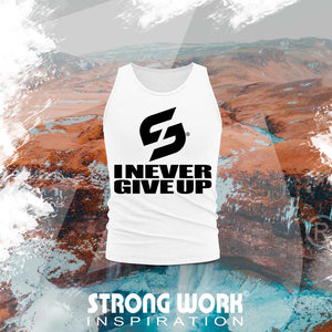 STRONG WORK SPORTSWEAR - STRONG WORK TANK TOP IN ORGANIC COTTON "I NEVER GIVE UP" FOR WOMEN