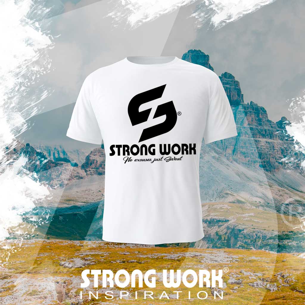 STRONG WORK SPORTSWEAR - STRONG WORK SHORT SLEEVE T-SHIRT IN ORGANIC COTTON "RUNNING" FOR MEN