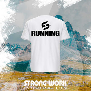 STRONG WORK SPORTSWEAR - STRONG WORK SHORT SLEEVE T-SHIRT IN ORGANIC COTTON "RUNNING" FOR MEN - BACK VIEW