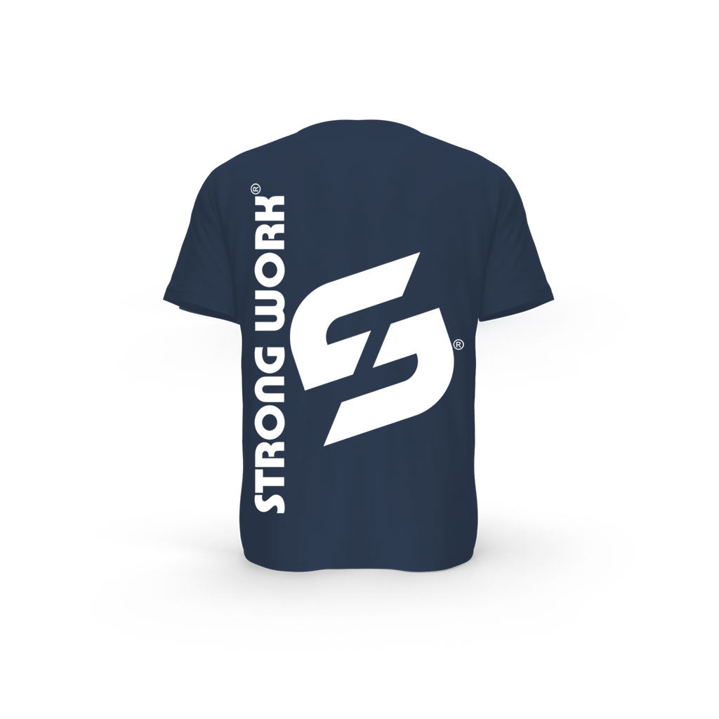 Strong Work Evolution organic cotton short sleeve T-shirt for women - FRENCH NAVY BACK VIEW