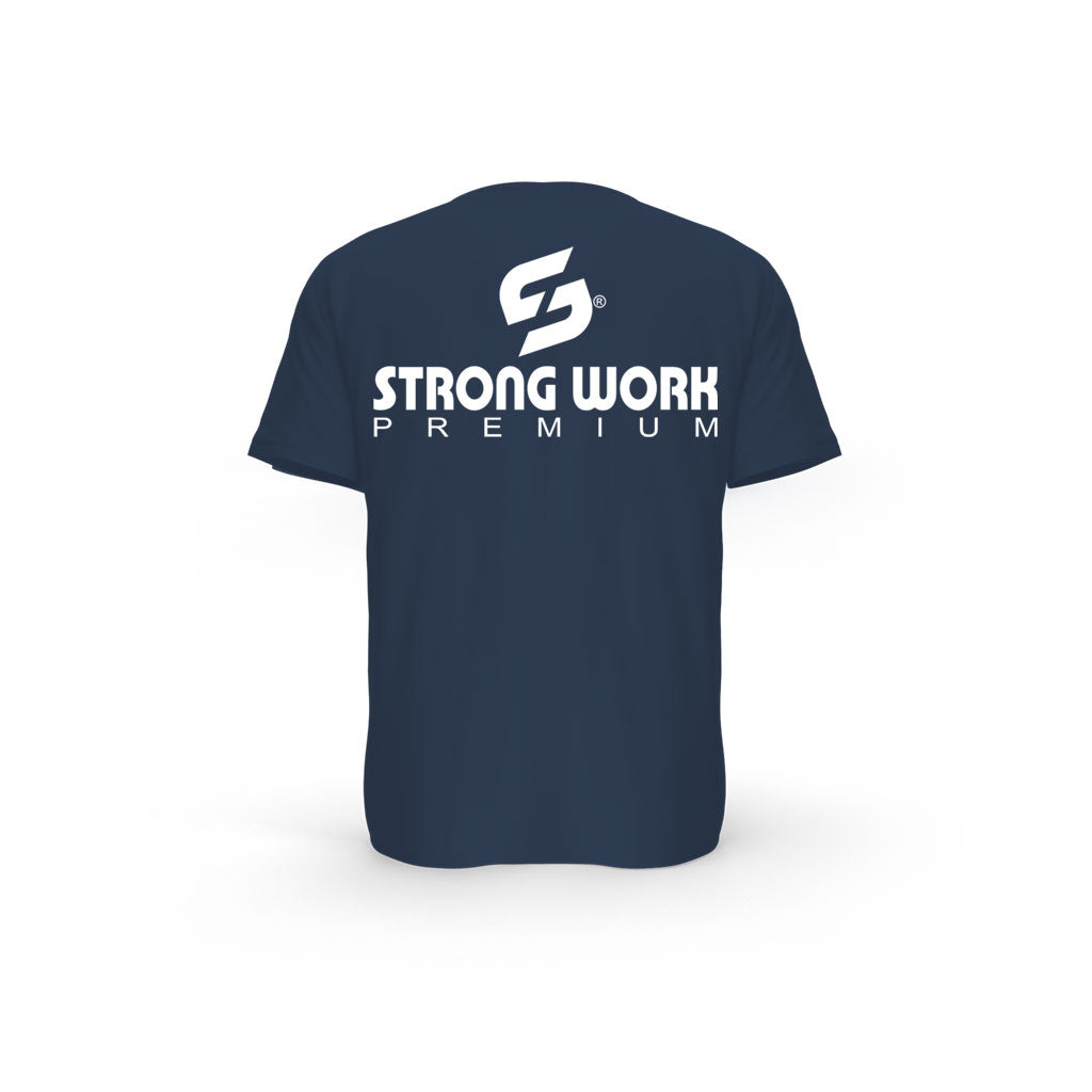 Strong Work PREMIUM EDITION organic cotton short sleeve T-shirt for women - FRENCH NAVY BACK VIEW