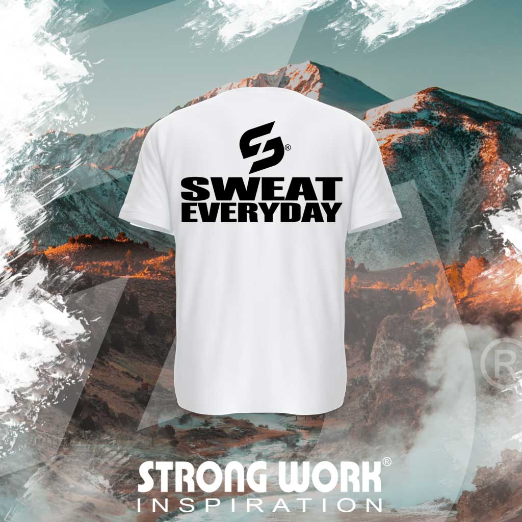 STRONG WORK SPORTSWEAR - STRONG WORK SHORT SLEEVE T-SHIRT IN ORGANIC COTTON "SWEAT EVERYDAY" FOR WOMEN - BACK VIEW