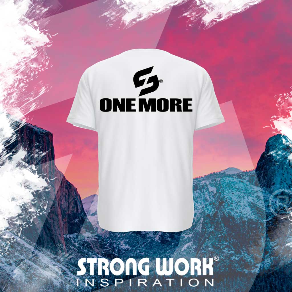 STRONG WORK SPORTSWEAR - STRONG WORK SHORT SLEEVE T-SHIRT IN ORGANIC COTTON "ONE MORE" FOR WOMEN - BACK VIEW