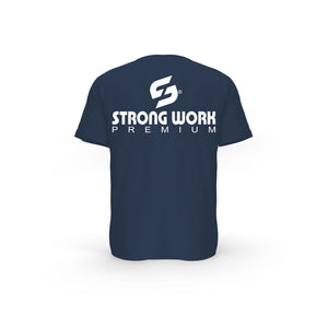 Strong Work PREMIUM EDITION organic cotton short sleeve T-shirt for men - FRENCH NAVY BACK VIEW