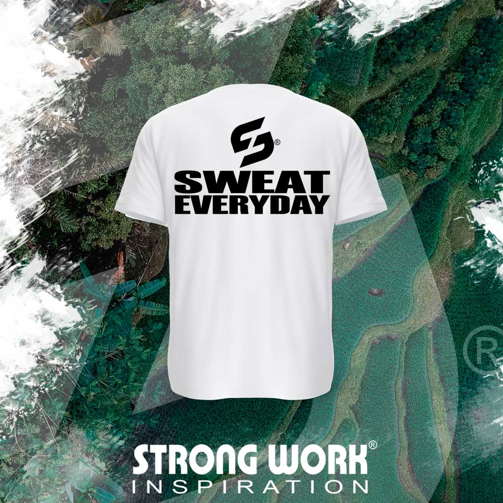 STRONG WORK SPORTSWEAR - STRONG WORK SHORT SLEEVE T-SHIRT IN ORGANIC COTTON "SWEAT EVERYDAY" FOR MEN - BACK VIEW