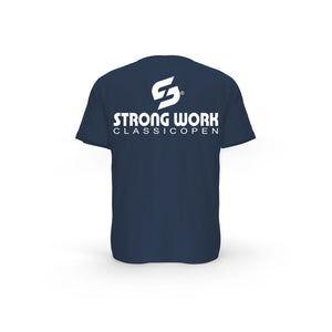 Strong Work New Classic Open organic cotton short sleeve T-shirt for women - FRENCH NAVY BACK VIEW