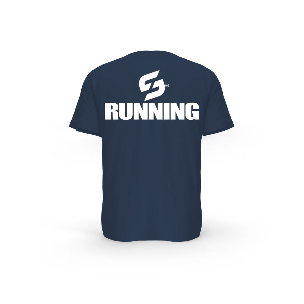 STRONG WORK SHORT SLEEVE T-SHIRT IN ORGANIC COTTON "RUNNING" FOR MEN - FRENCH NAVY BACK VIEW