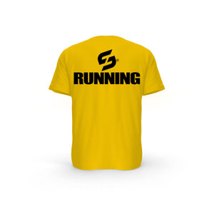 STRONG WORK SHORT SLEEVE T-SHIRT IN ORGANIC COTTON "RUNNING" FOR MEN 6 SPECTRA YELLOW BACK VIEW