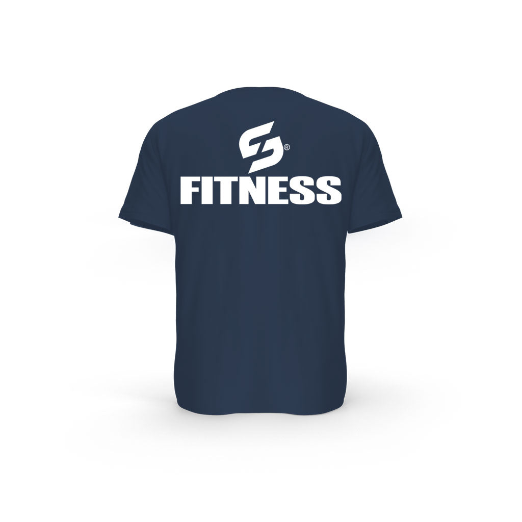 STRONG WORK SHORT SLEEVE T-SHIRT IN ORGANIC COTTON "FITNESS" FOR MEN - FRENCH NAVY BACK VIEW