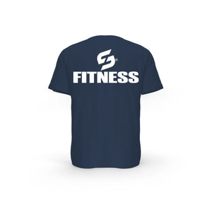 STRONG WORK SHORT SLEEVE T-SHIRT IN ORGANIC COTTON "FITNESS" FOR WOMEN - FRENCH NAVY BACK VIEW