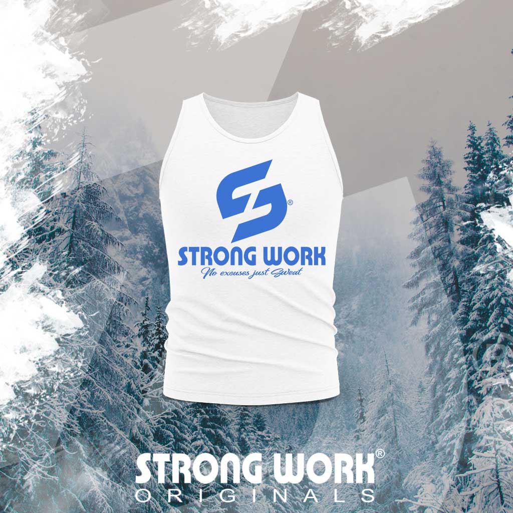 STRONG WORK ORIGINALS BLUE EDITION ORGANIC COTTON TANK TOP FOR MEN - STRONG WORK ORGANIC SPORTSWEAR