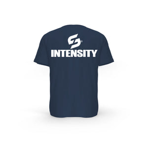 STRONG WORK SHORT SLEEVE T-SHIRT IN ORGANIC COTTON "INSPIRATION/INTENSITY" FOR WOMEN - FRENCH NAVY BACK VIEW