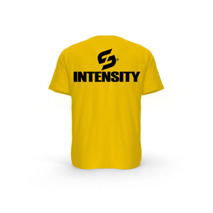 STRONG WORK SHORT SLEEVE T-SHIRT IN ORGANIC COTTON "INSPIRATION/INTENSITY" FOR MEN - SPECTRA YELLOW BACK VIEW