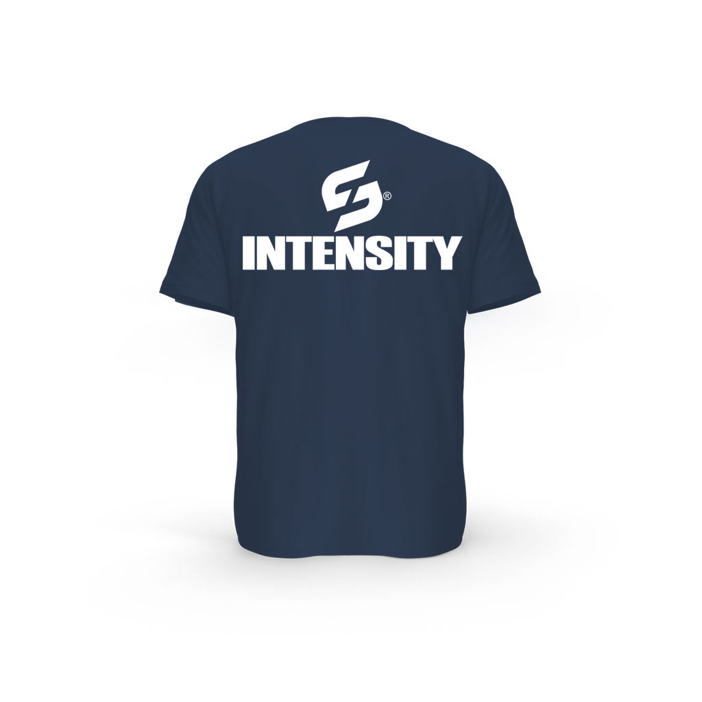 STRONG WORK SHORT SLEEVE T-SHIRT IN ORGANIC COTTON "INSPIRATION/INTENSITY" FOR MEN - FRENCH NAVY BACK VIEW