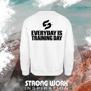 STRONG WORK SPORTSWEAR - STRONG WORK SWEATSHIRT IN ORGANIC COTTON "EVERYDAY IS TRAINING DAY" FOR WOMEN - BACK VIEW