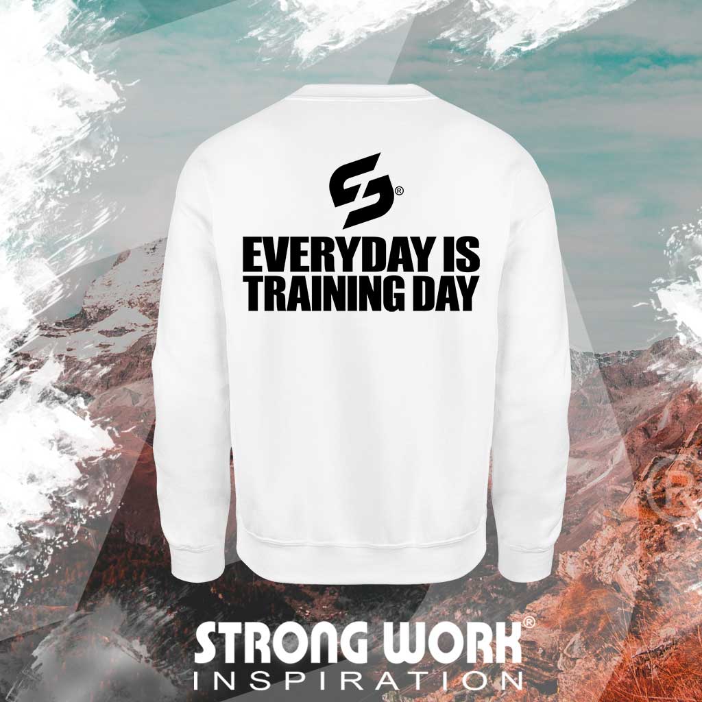 STRONG WORK SPORSTWEAR - STRONG WORK SWEATSHIRT IN ORGANIC COTTON "EVERYDAY IS TRAINING DAY" FOR MEN - BACK VIEW