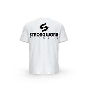 STRONG WORK SHORT SLEEVE T-SHIRT IN ORGANIC COTTON "ATHLETE" FOR WOMEN - WHITE BACK VIEW