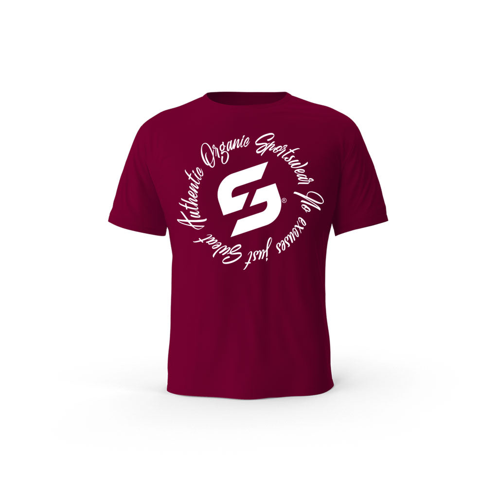Strong Work Authentic organic cotton short sleeve T-shirt for men - BURGUNDY