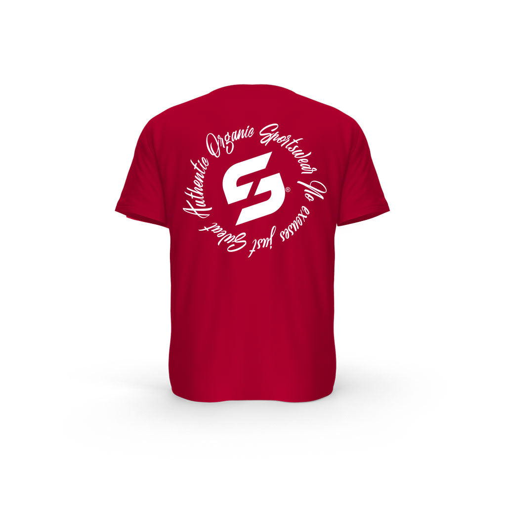 Strong Work Inspiration Authentic organic cotton short sleeve T-shirt for women - RED BACK VIEW