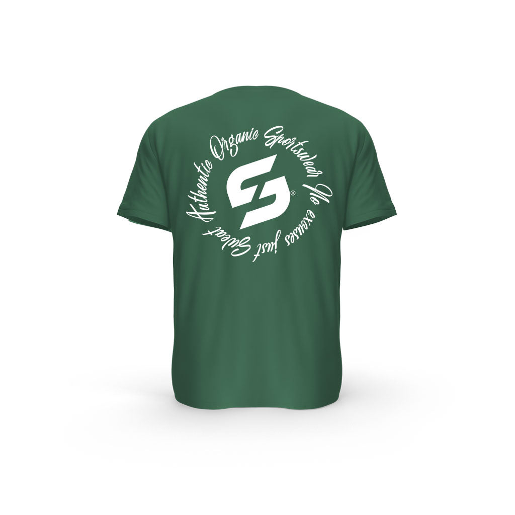 Strong Work Inspiration Authentic organic cotton short sleeve T-shirt for women - BOTTLE GREEN BACK VIEW