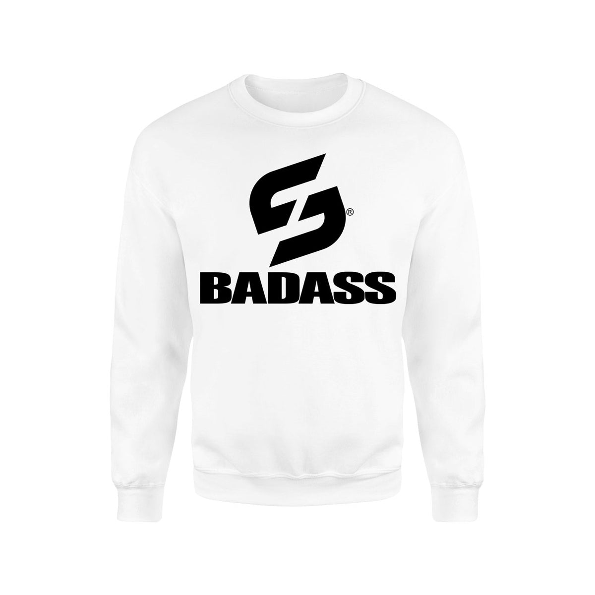 STRONG WORK SWEATSHIRT IN ORGANIC COTTON "BADASS" FOR MEN - WHITE