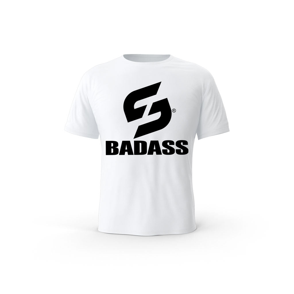 STRONG WORK SHORT SLEEVE T-SHIRT IN ORGANIC COTTON "BADASS" FOR MEN - WHITE