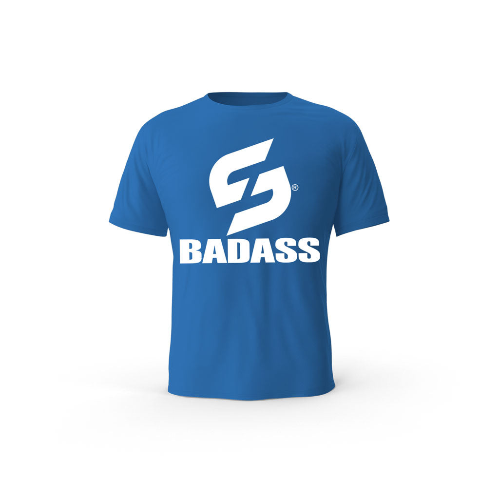 STRONG WORK SHORT SLEEVE T-SHIRT IN ORGANIC COTTON "BADASS" FOR WOMEN - ROYAL BLUE