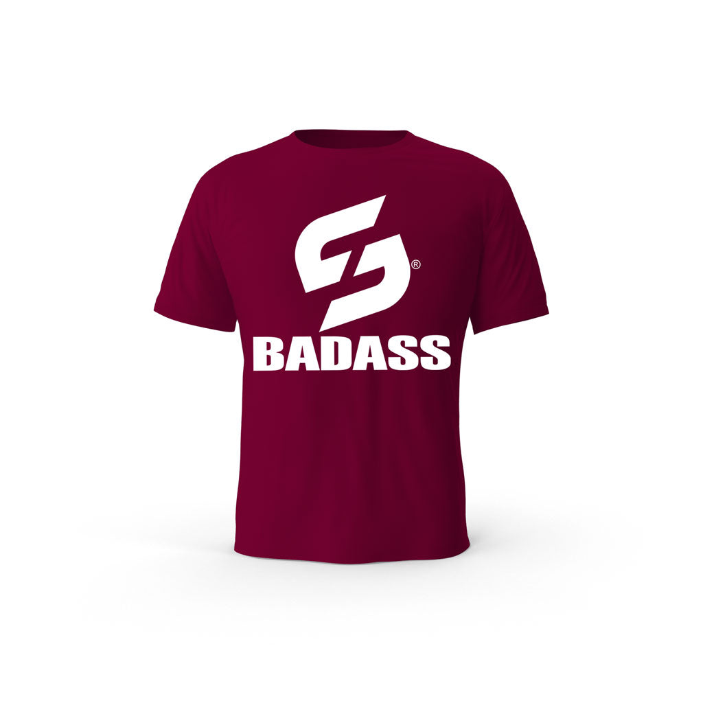 STRONG WORK SHORT SLEEVE T-SHIRT IN ORGANIC COTTON "BADASS" FOR WOMEN - BURGUNDY