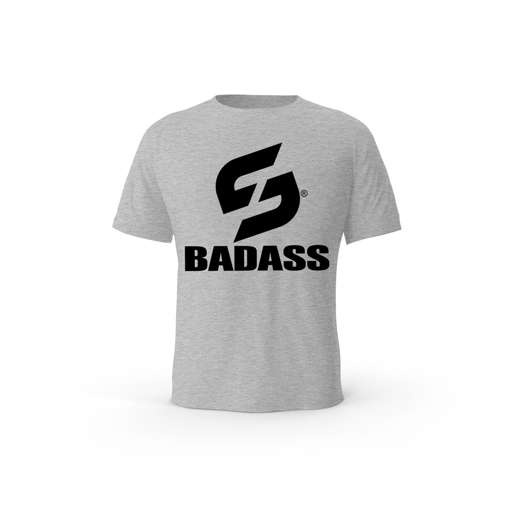 STRONG WORK SHORT SLEEVE T-SHIRT IN ORGANIC COTTON "BADASS" FOR WOMEN - HEATHER GREY