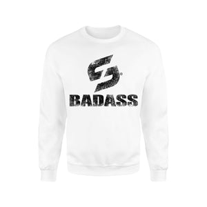 Strong Work Badass "Grunge Edition" organic cotton sweatshirt for men - white