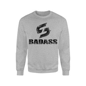 Strong Work Badass "Grunge Edition" organic cotton sweatshirt for women - grey