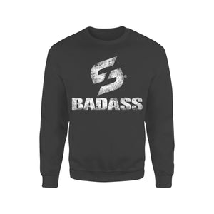 Strong Work Badass "Grunge Edition" organic cotton sweatshirt for men - black