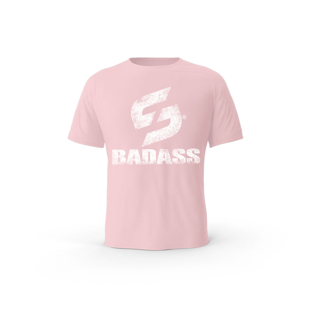 STRONG WORK SHORT SLEEVE T-SHIRT IN ORGANIC COTTON "GRUNGE/BADASS" FOR WOMEN - COTTON PINK