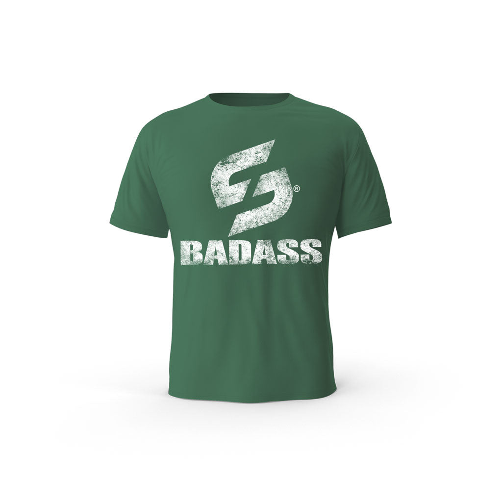 STRONG WORK SHORT SLEEVE T-SHIRT IN ORGANIC COTTON "GRUNGE/BADASS" FOR WOMEN - BOTTLE GREEN