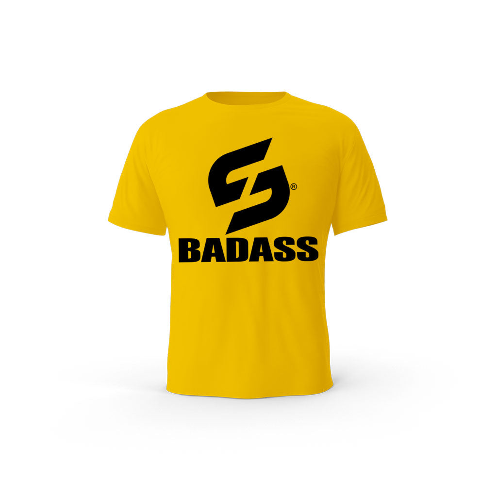 STRONG WORK SHORT SLEEVE T-SHIRT IN ORGANIC COTTON "BADASS" FOR MEN - SPECTRA YELLLOW