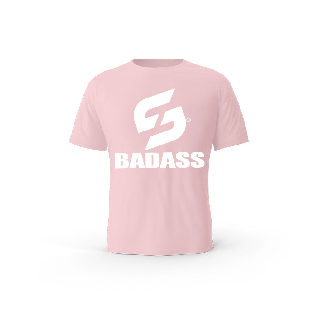 STRONG WORK SHORT SLEEVE T-SHIRT IN ORGANIC COTTON "BADASS" FOR MEN - COTTON PINK