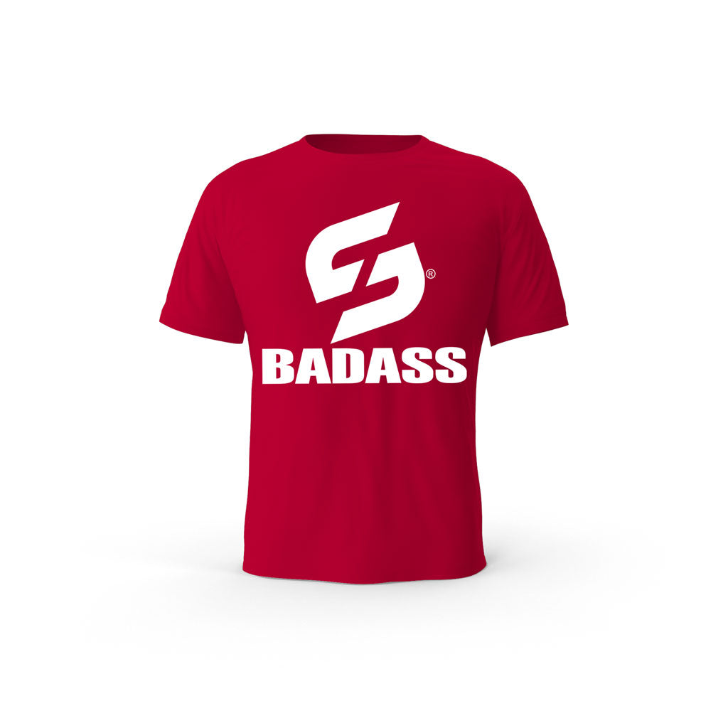 STRONG WORK SHORT SLEEVE T-SHIRT IN ORGANIC COTTON "BADASS" FOR MEN - RED
